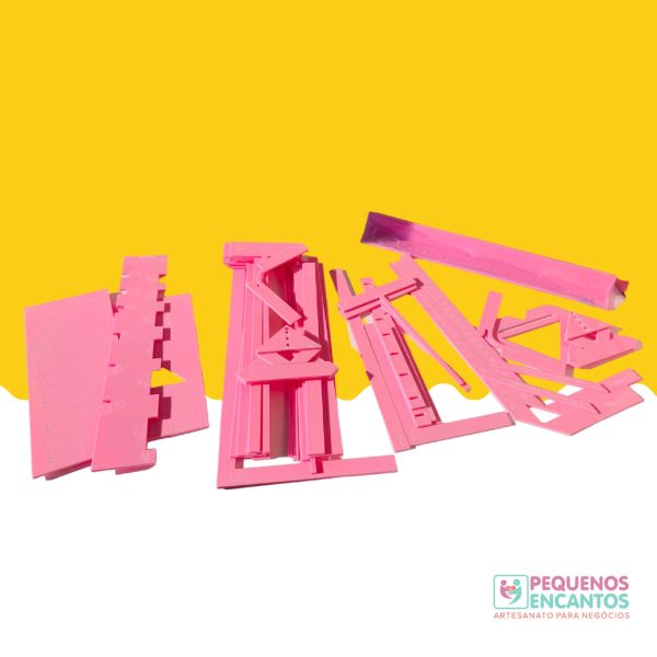 Meu Kit Perfeito - Super Kit de Gabaritos de Acrílico Completo com Caixa de MDF ROSA BEBÊ Gabaritos- Acrílico 3mm