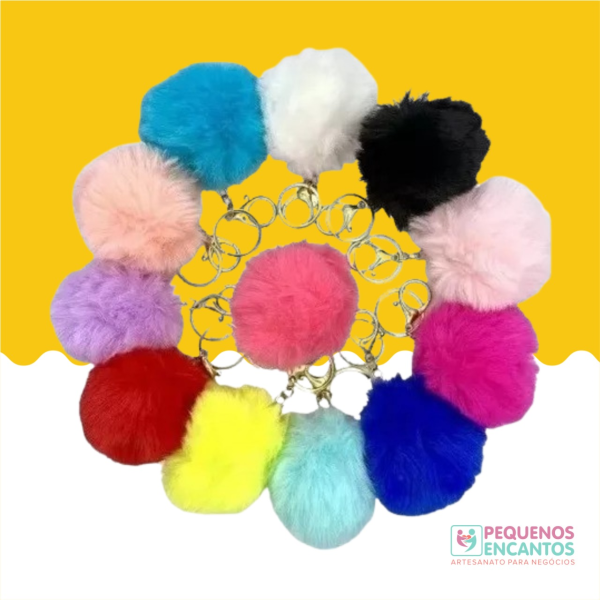 kit com 3 Pom Pom de Pelúcia -  Chaveiros