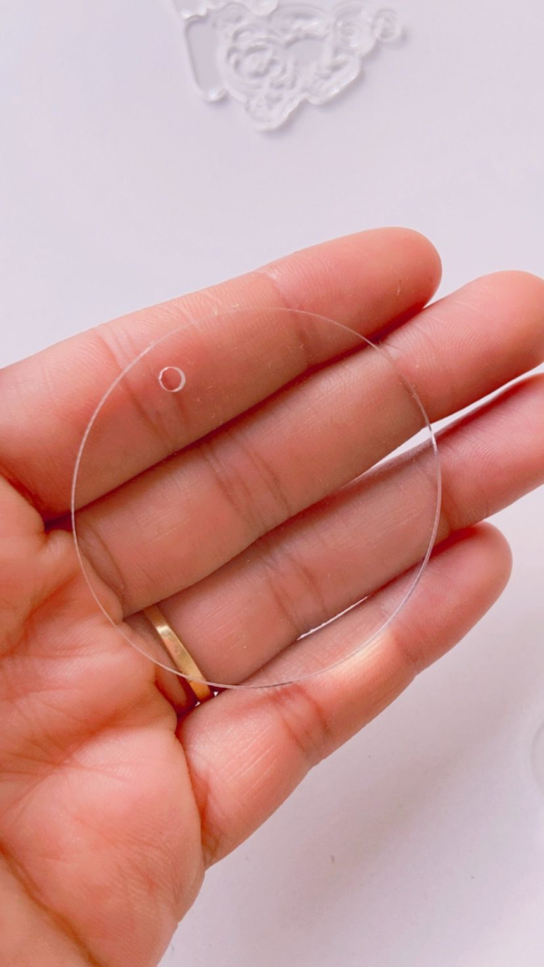 50 Pingente base Acrílico para Chaveiro - Circulo 5x5