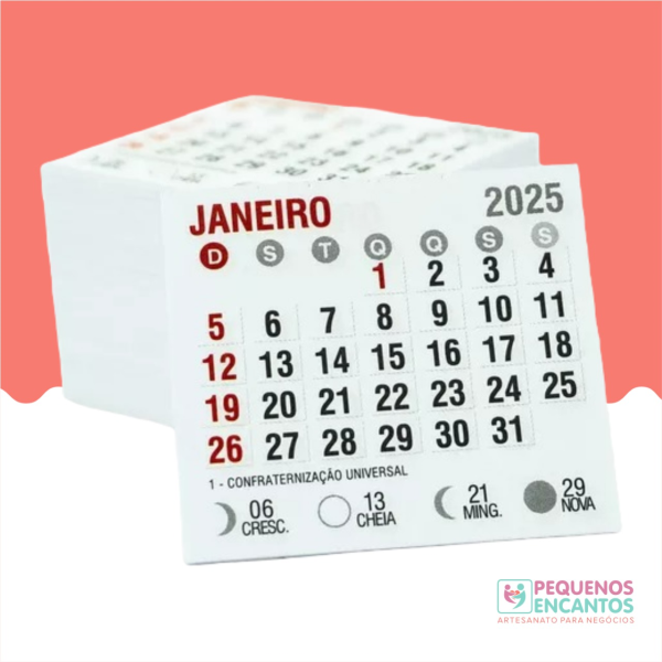 Pacote com 50 mini-calendários