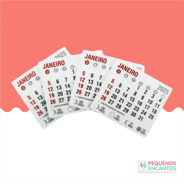 Pacote com 50 mini-calendários