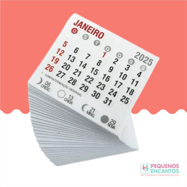 Pacote com 50 mini-calendários