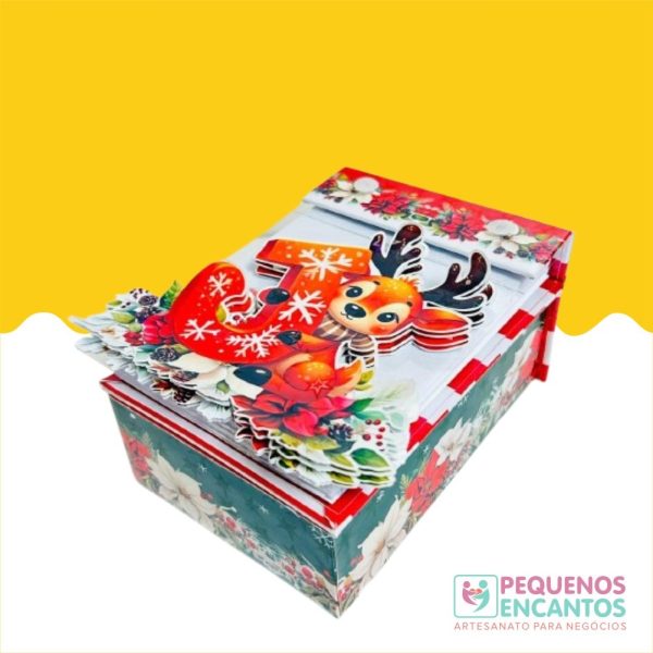 4 kits de caixa cartonada com bloquinho de natal acoplado