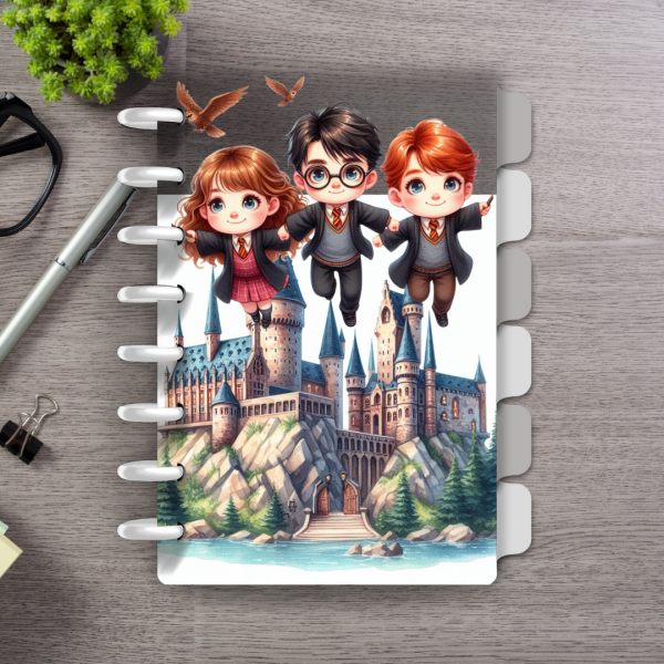 caderno de disco hary potter