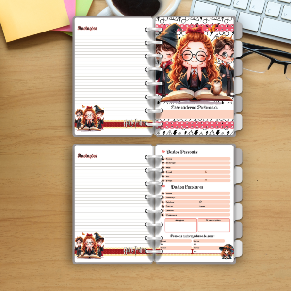 caderno de disco hary potter