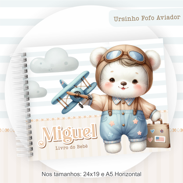 Kit faça você mesma livro do bebê 24x19 - Ursinho Aviador