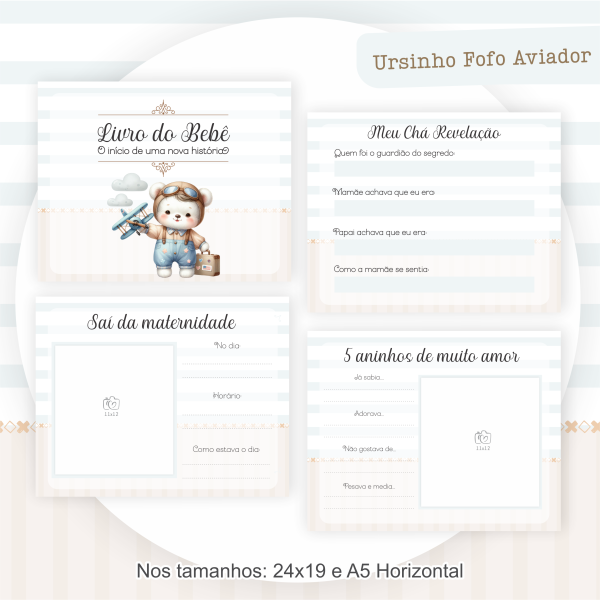 Kit faça você mesma livro do bebê 24x19 - Ursinho Aviador