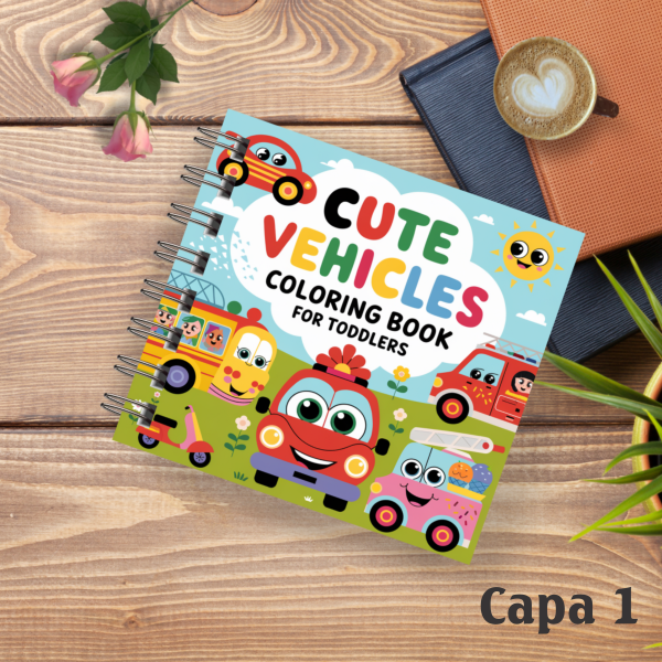 Livro de colorir Cute Vehicles