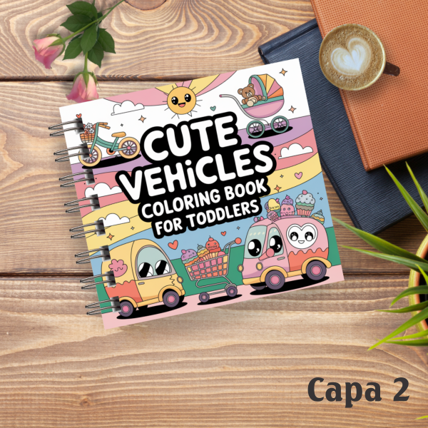 Livro de colorir Cute Vehicles