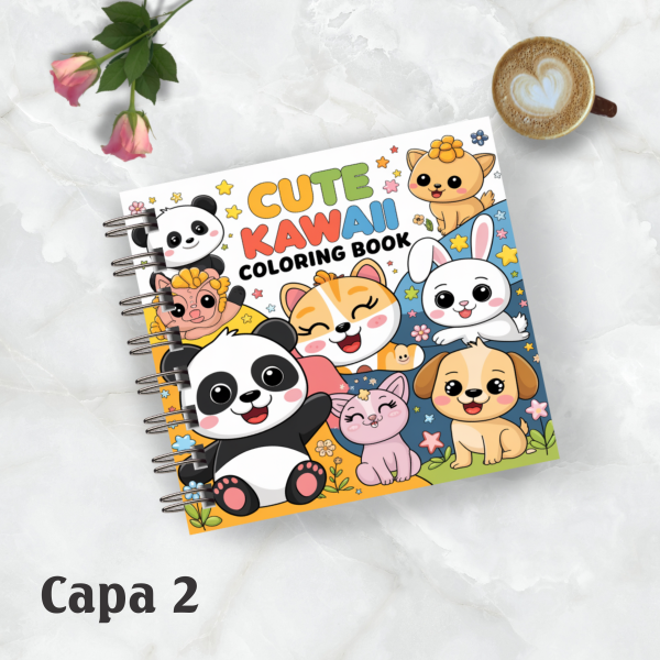 Livro de colorir Cute Kawaii animal