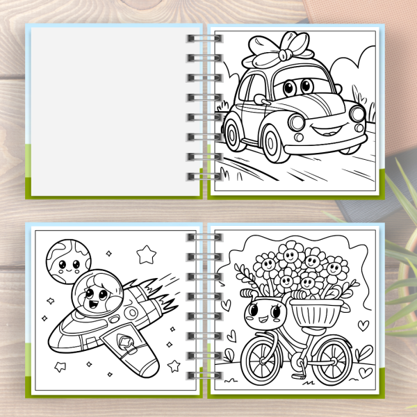 Livro de colorir Cute Vehicles