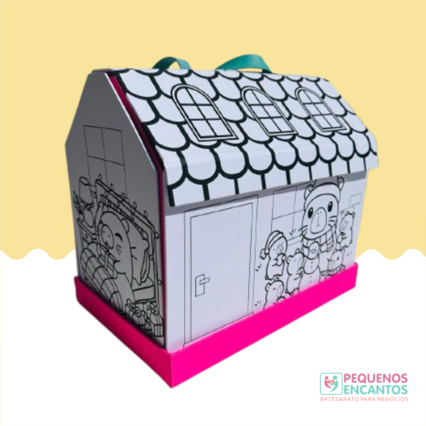 Kit Faça Você Mesma Casinha Colorir - Apenas o Papelão Cortado