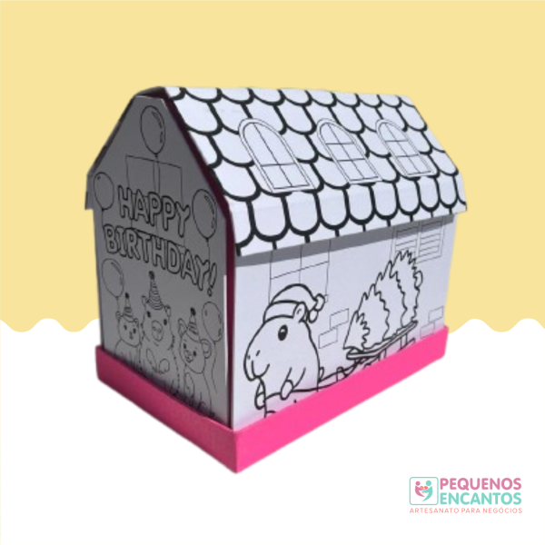 Kit Faça Você Mesma Casinha Colorir - Apenas o Papelão Cortado
