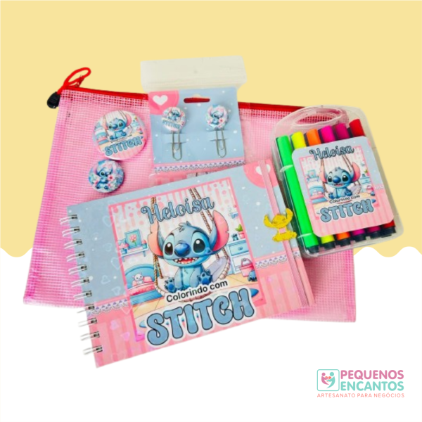 Kit livro de colori com pasta, canetinha e botton