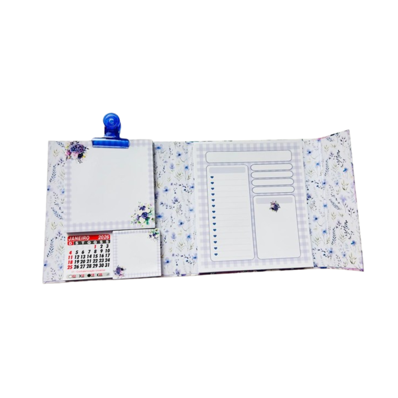 Notepad com planner diário e mini calendário - Lavanda