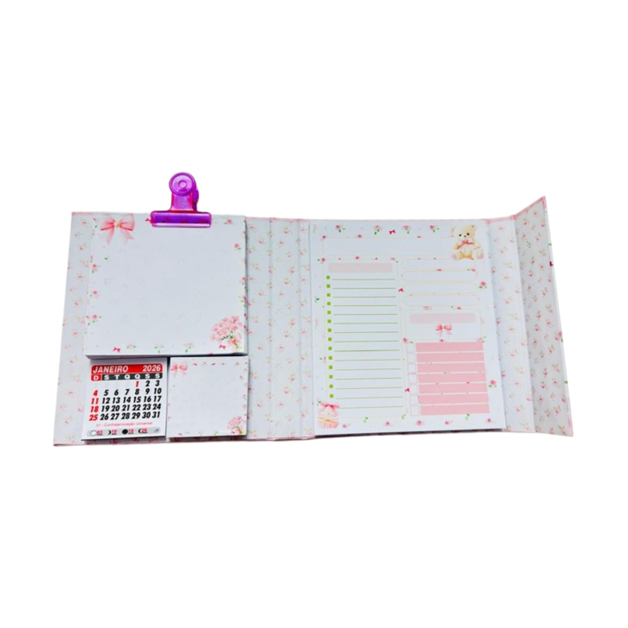 Notepad com planner diário e mini calendário - Mini floral