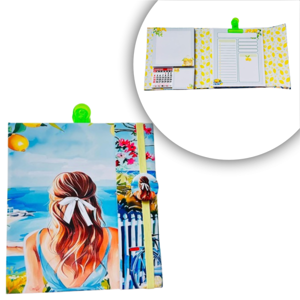 Notepad com planner diário e mini calendário Mediterrâneo