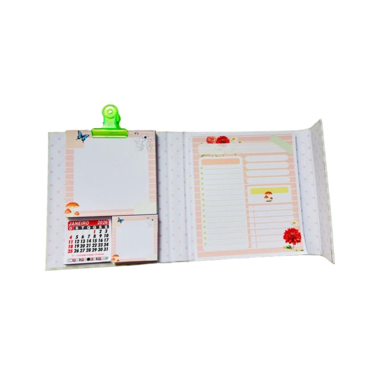 Notepad com planner diário e mini calendário - Primavera