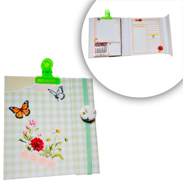 Notepad com planner diário e mini calendário - Primavera