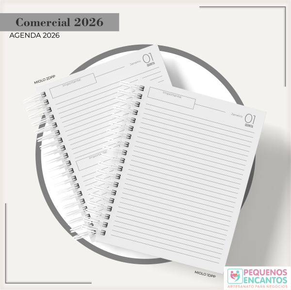 Agenda 2026 Comercial / Empresarial Personalizada (Capa Holográfica com Sua Logo)