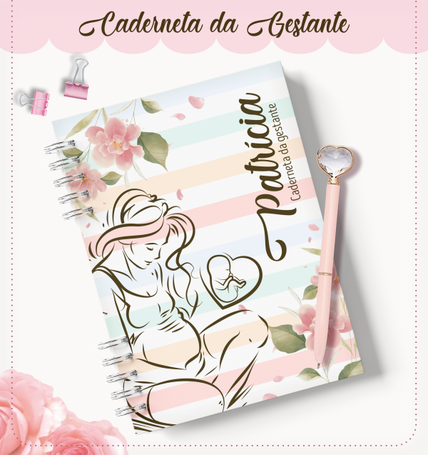 Caderneta da Gestante Personalizada (Diário de Gravidez) - Opções de Kits de Luxo com Caneca