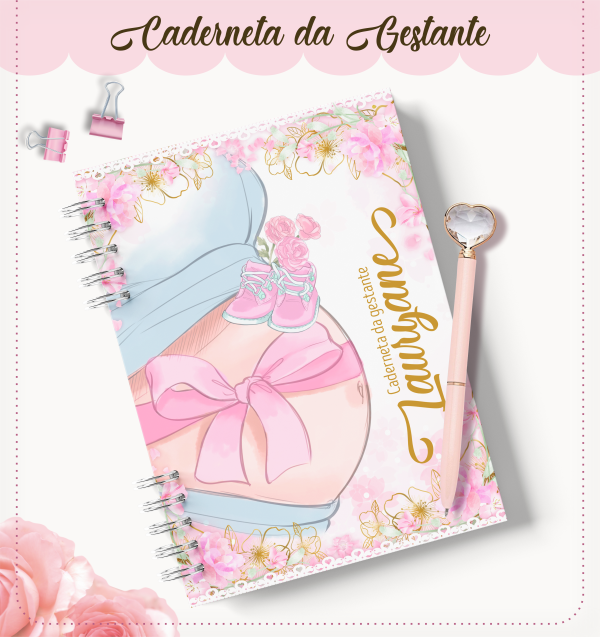 Caderneta da Gestante Personalizada (Diário de Gravidez) - Opções de Kits de Luxo com Caneca