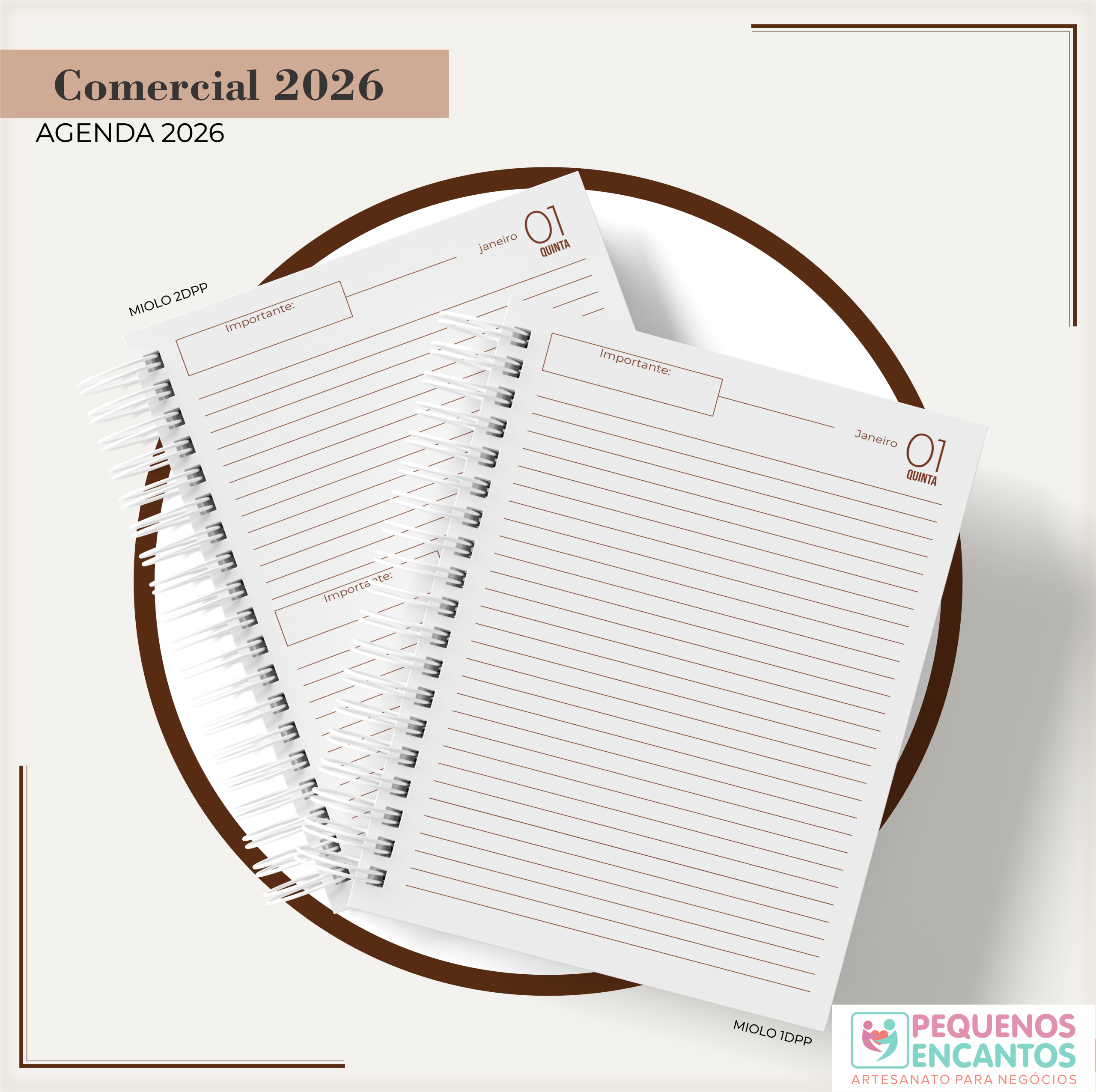 Agenda 2026 Comercial / Empresarial Personalizada (Capa Holográfica com Sua Logo)