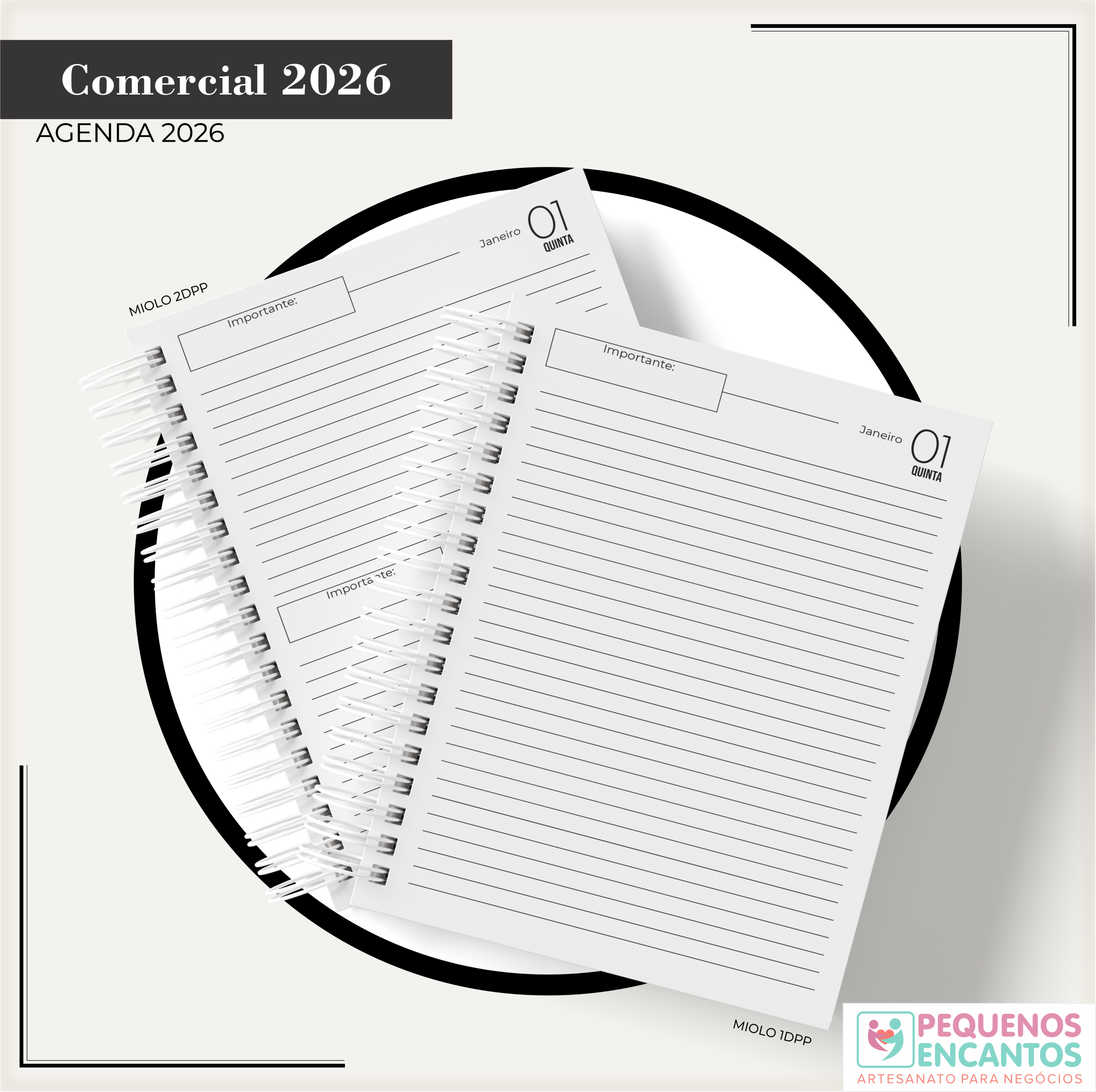 Agenda 2026 Comercial / Empresarial Personalizada (Capa Holográfica com Sua Logo)