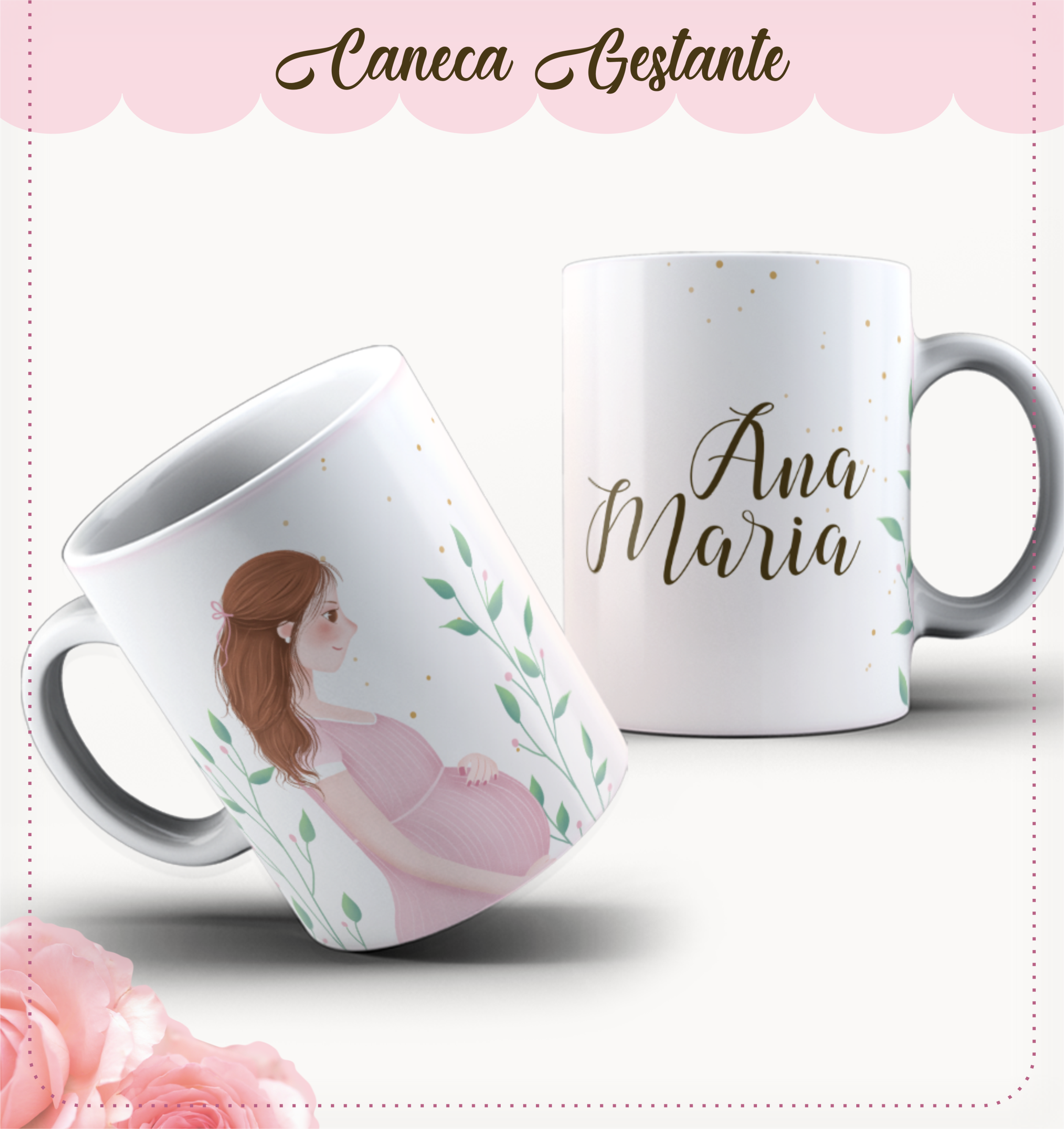 Caderneta da Gestante Personalizada (Diário de Gravidez) - Opções de Kits de Luxo com Caneca