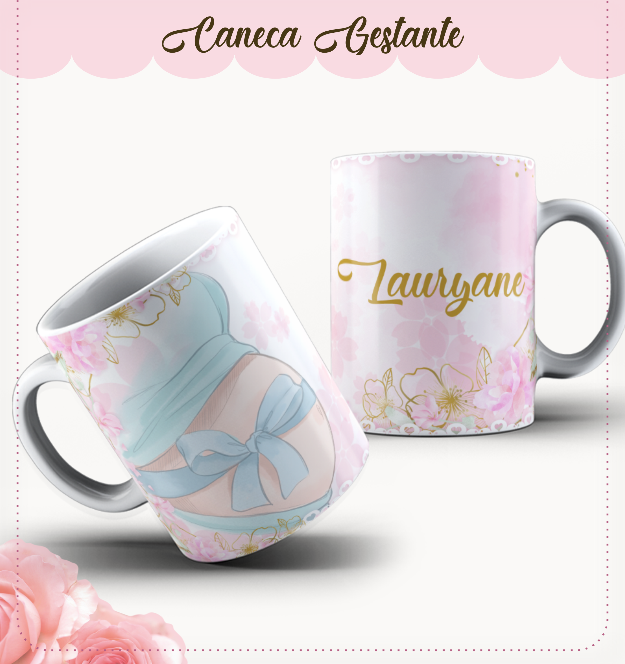 Caderneta da Gestante Personalizada (Diário de Gravidez) - Opções de Kits de Luxo com Caneca