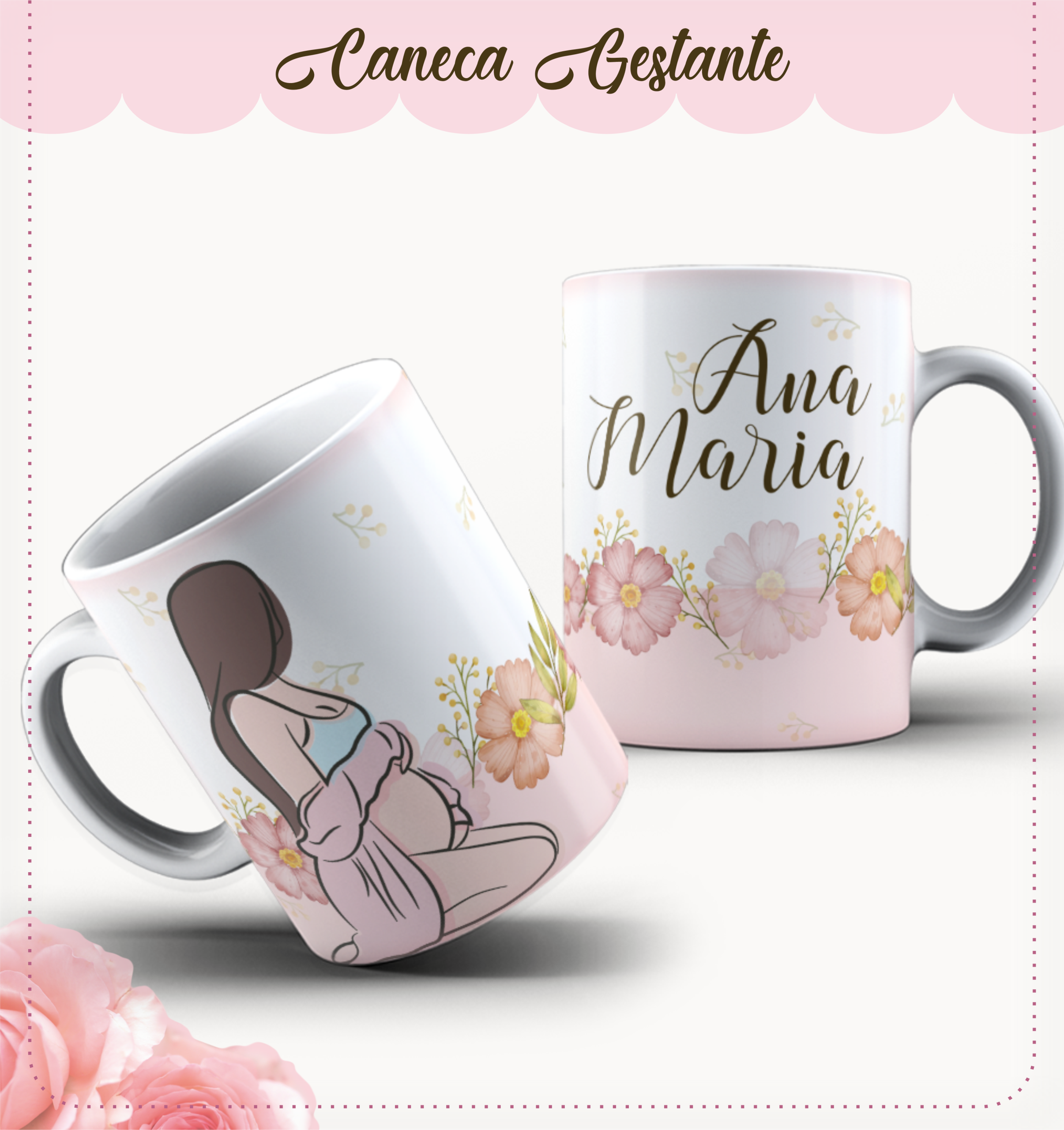 Caderneta da Gestante Personalizada (Diário de Gravidez) - Opções de Kits de Luxo com Caneca