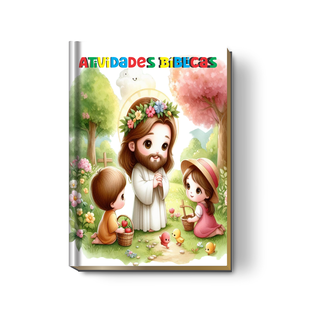 Livro de Atividades Bíblicas Infantil Personalizado (Capa Dura - Vários Temas)