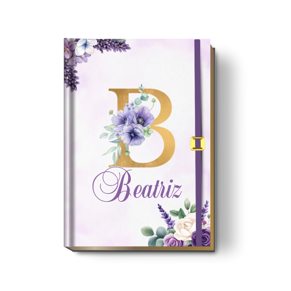 Bíblia Sagrada Letra Grande (NVI ou Católica) Personalizada | Monograma Floral Lilás + Brinde | PERFUMADA