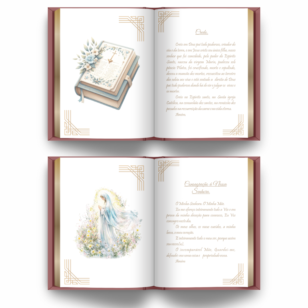 Livro de Orações Católicas Personalizado - Lembrança de Luxo para Primeira Eucaristia ou Batismo