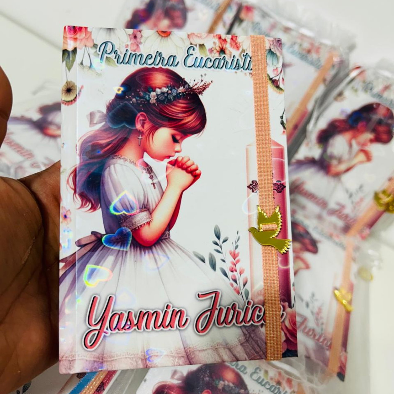 Livro de Orações Católicas Personalizado - Lembrança de Luxo para Primeira Eucaristia ou Batismo