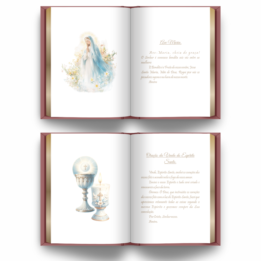 Livro de Orações Católicas Personalizado - Lembrança de Luxo para Primeira Eucaristia ou Batismo