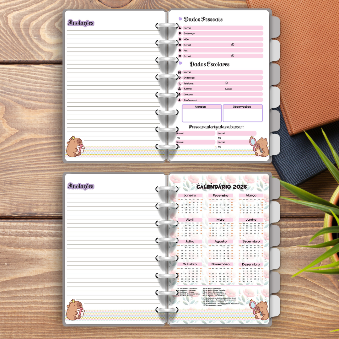 Caderno Capivara 6 Matérias (A5 ou Universitário) | Perfumado + Marcador