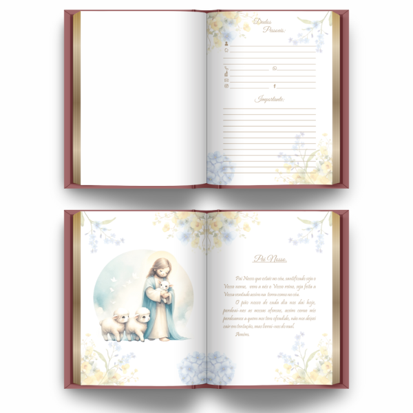 Livro de Orações Católicas Personalizado - Lembrança de Luxo para Primeira Eucaristia ou Batismo