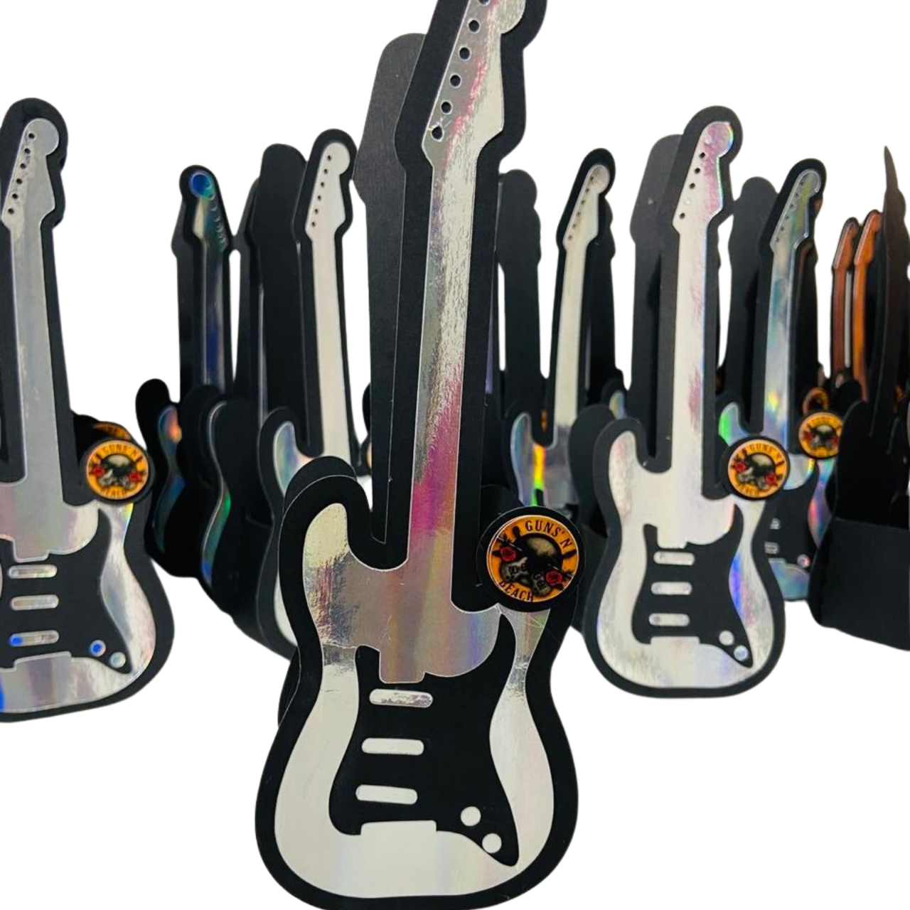 10 Caixa Guitarra Rock 3D Holográfica - Lembrancinha Festa Rock n' Roll