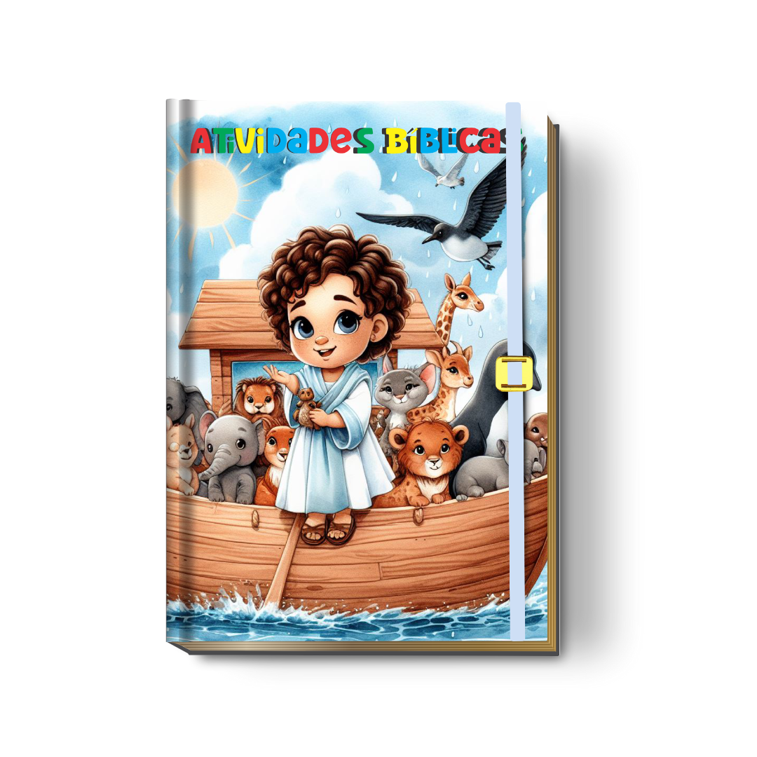 Livro de Atividades Bíblicas Infantil Personalizado (Capa Dura - Vários Temas)