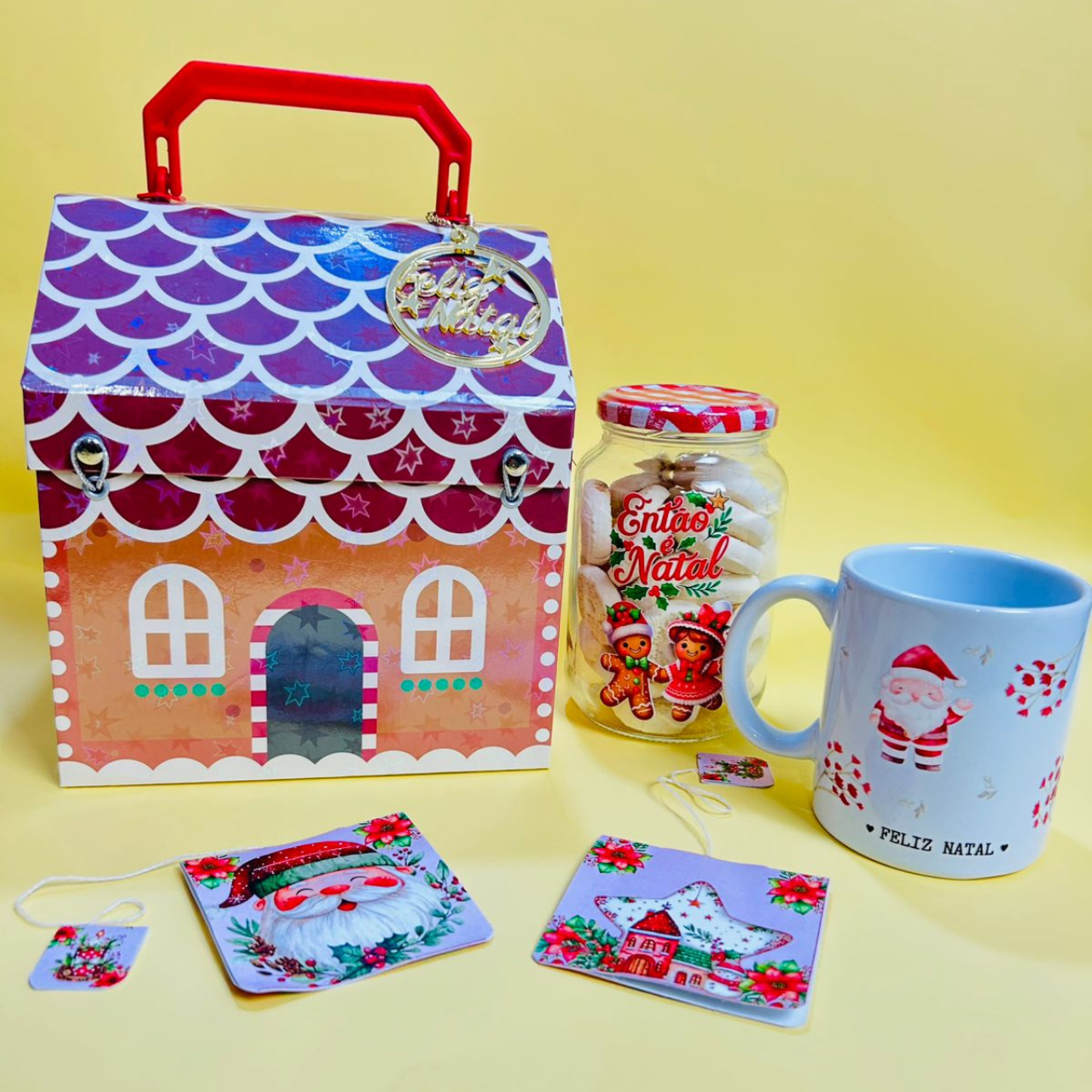 Kit DIY Faça Você Mesma: Maleta Casinha "Chá da Tarde de Natal"