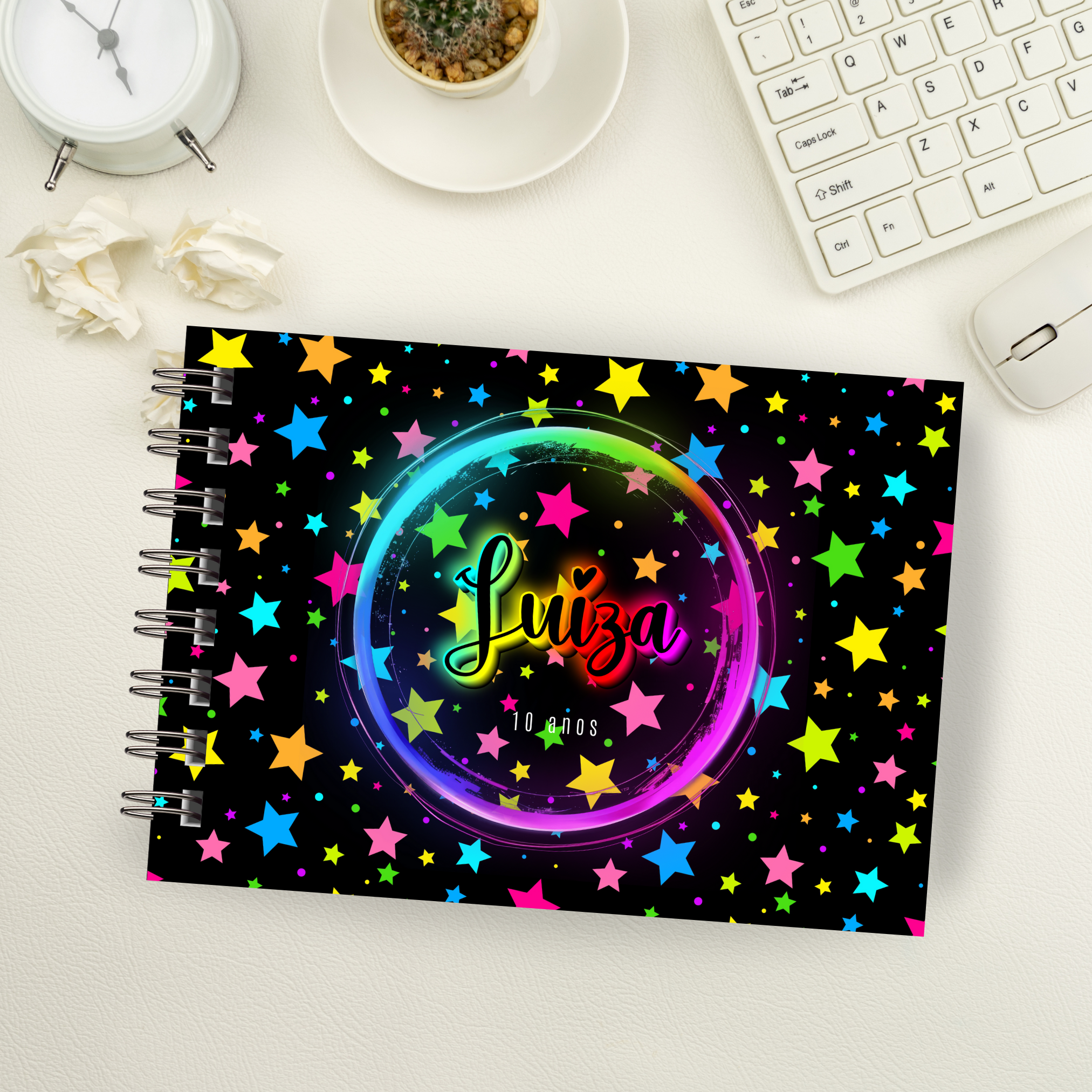 Lembrancinha Festa Neon | Mini Livro A6 Personalizado