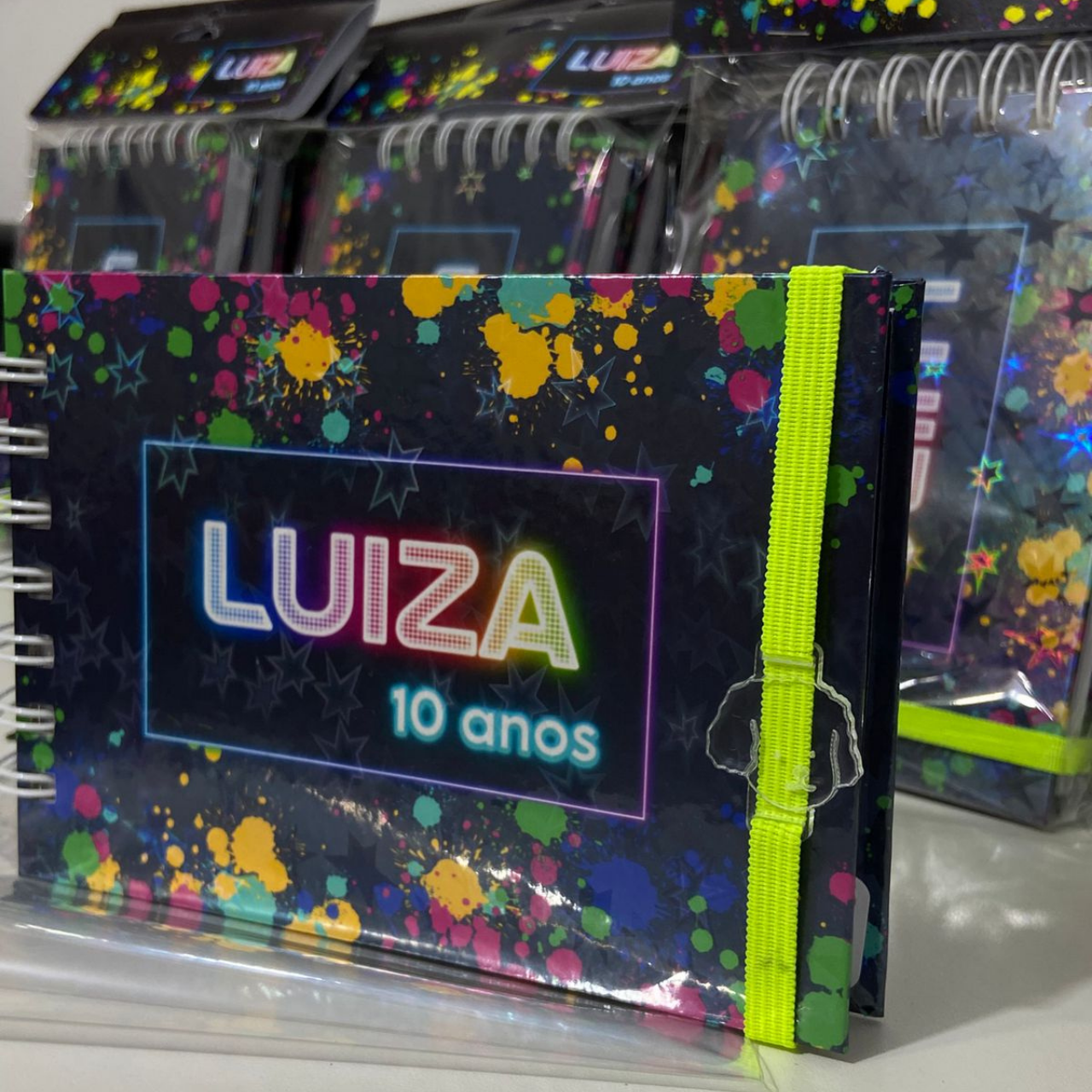 Lembrancinha Festa Neon | Mini Livro A6 Personalizado