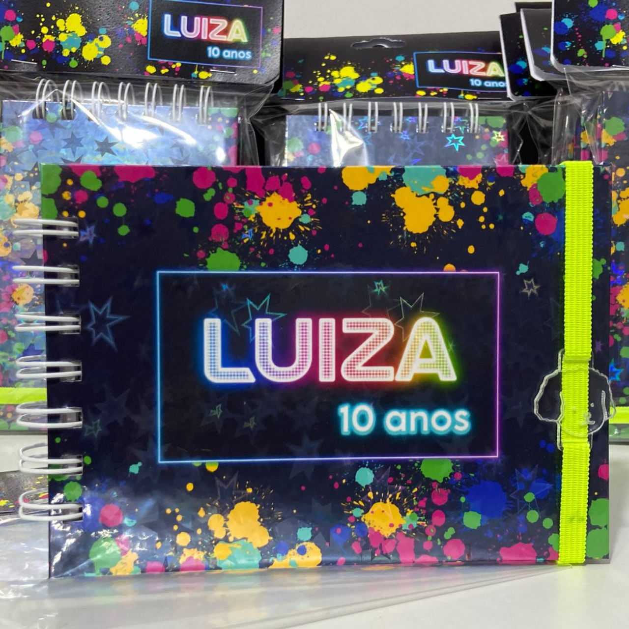 Lembrancinha Festa Neon | Mini Livro A6 Personalizado