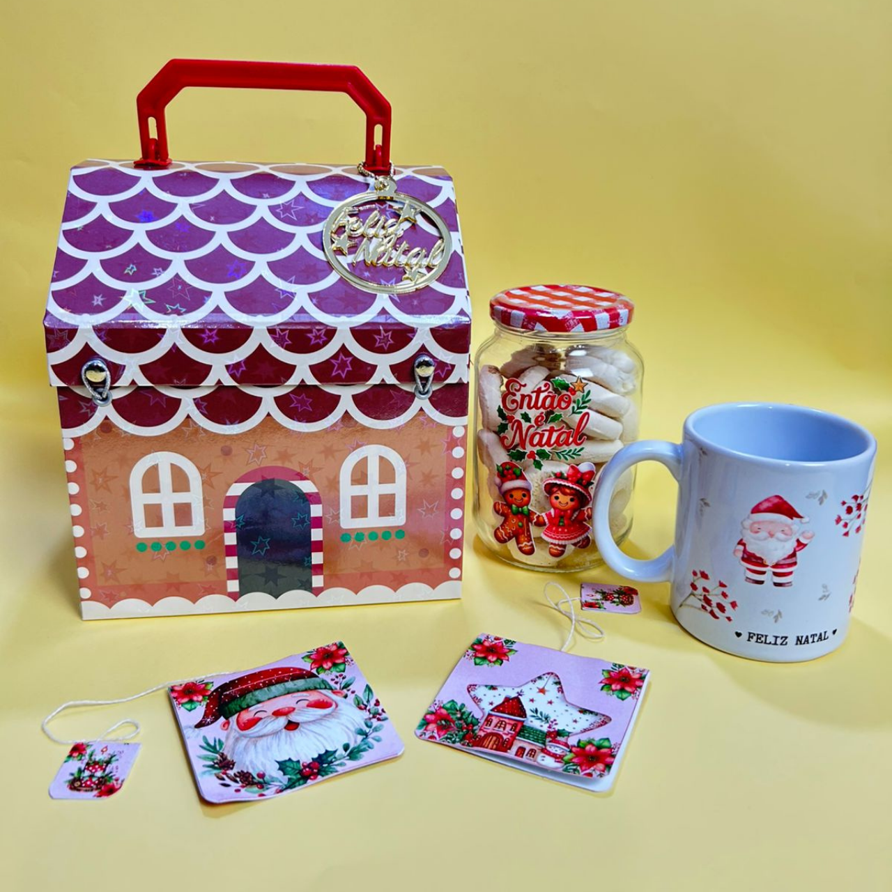 Kit DIY Faça Você Mesma: Maleta Casinha "Chá da Tarde de Natal"