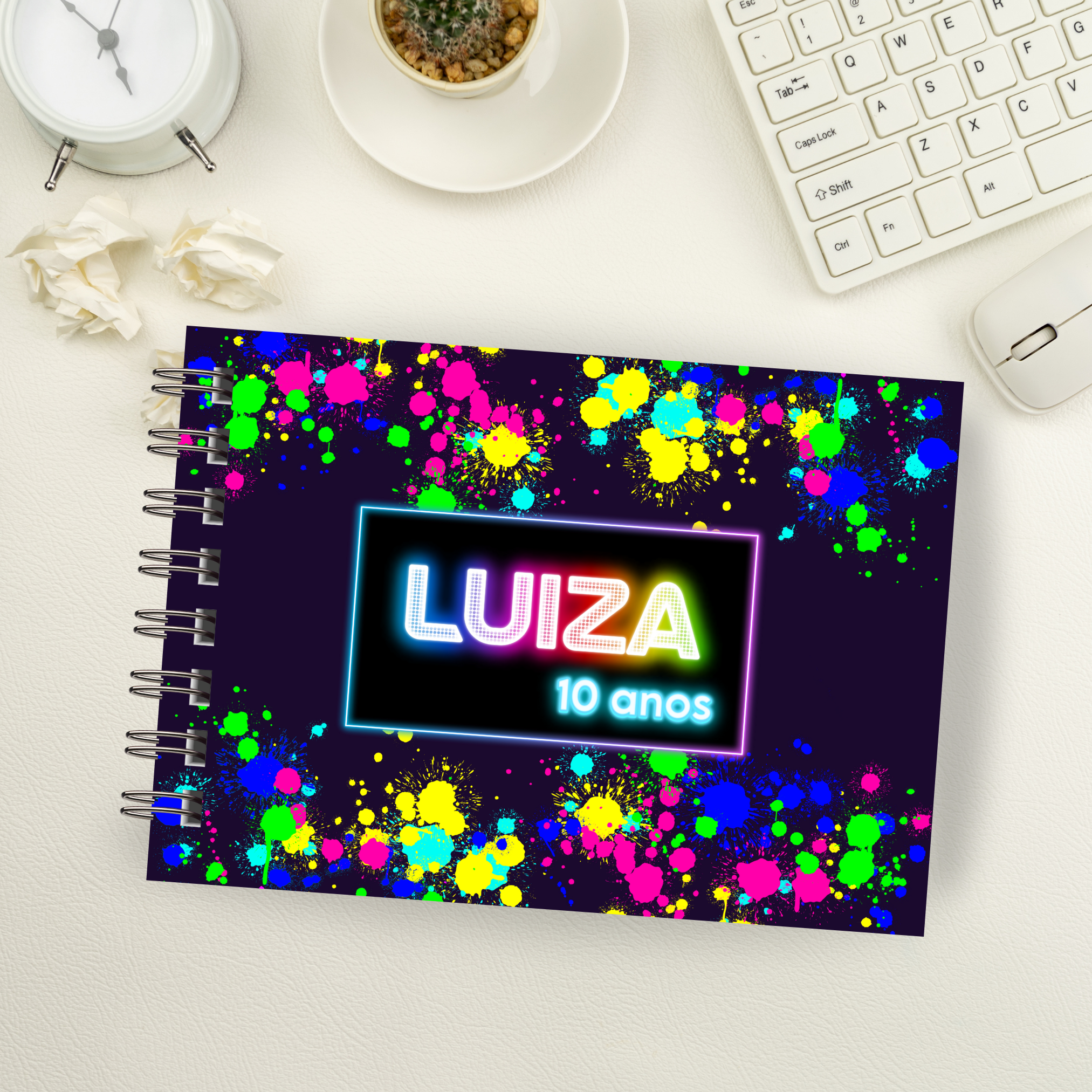Lembrancinha Festa Neon | Mini Livro A6 Personalizado