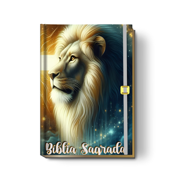 Bíblia Sagrada Letra Grande (NVI ou Católica) Personalizada | Capa Leão Celestial + Brinde | PERFUMADA