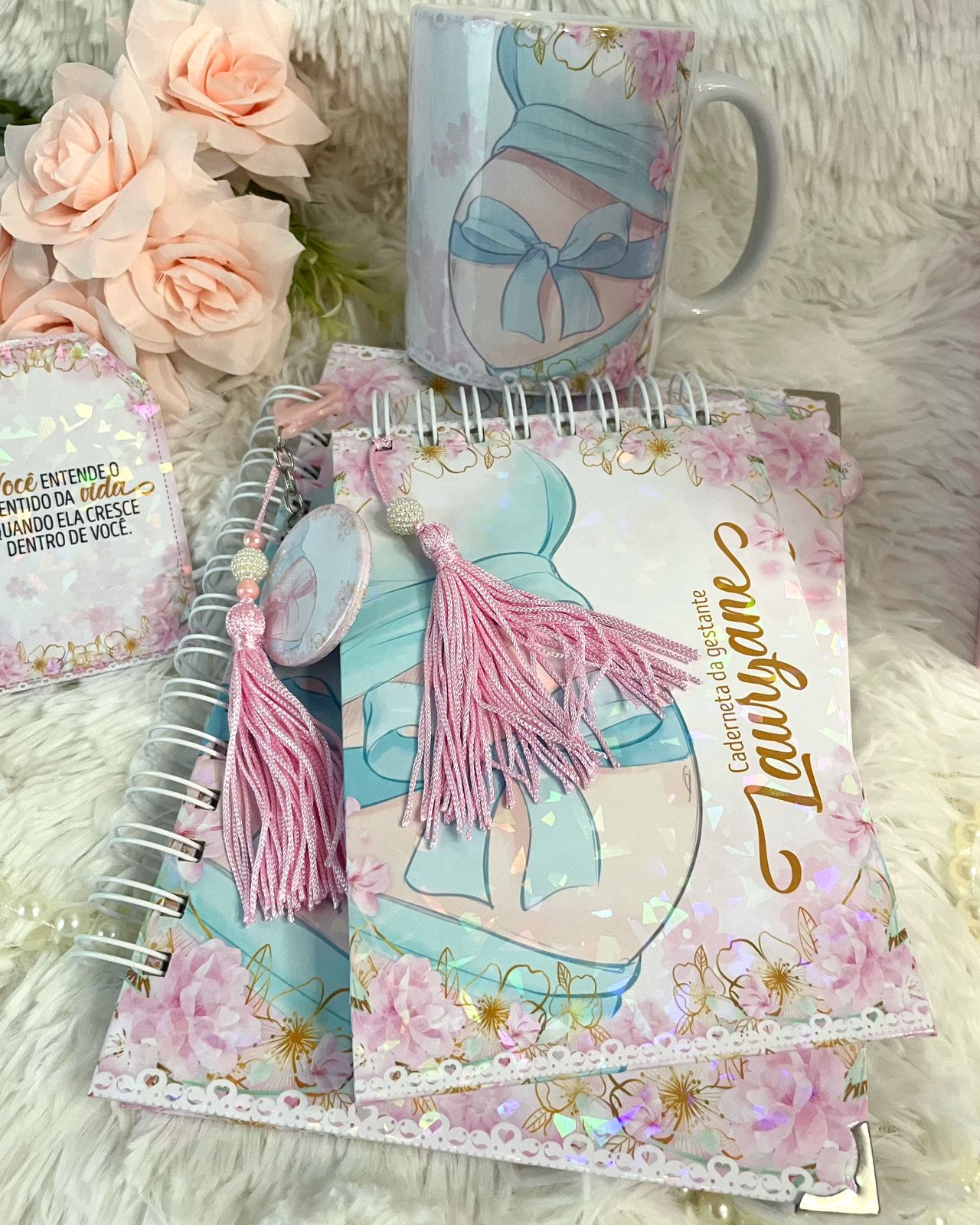 Caderneta da Gestante Personalizada (Diário de Gravidez) - Opções de Kits de Luxo com Caneca