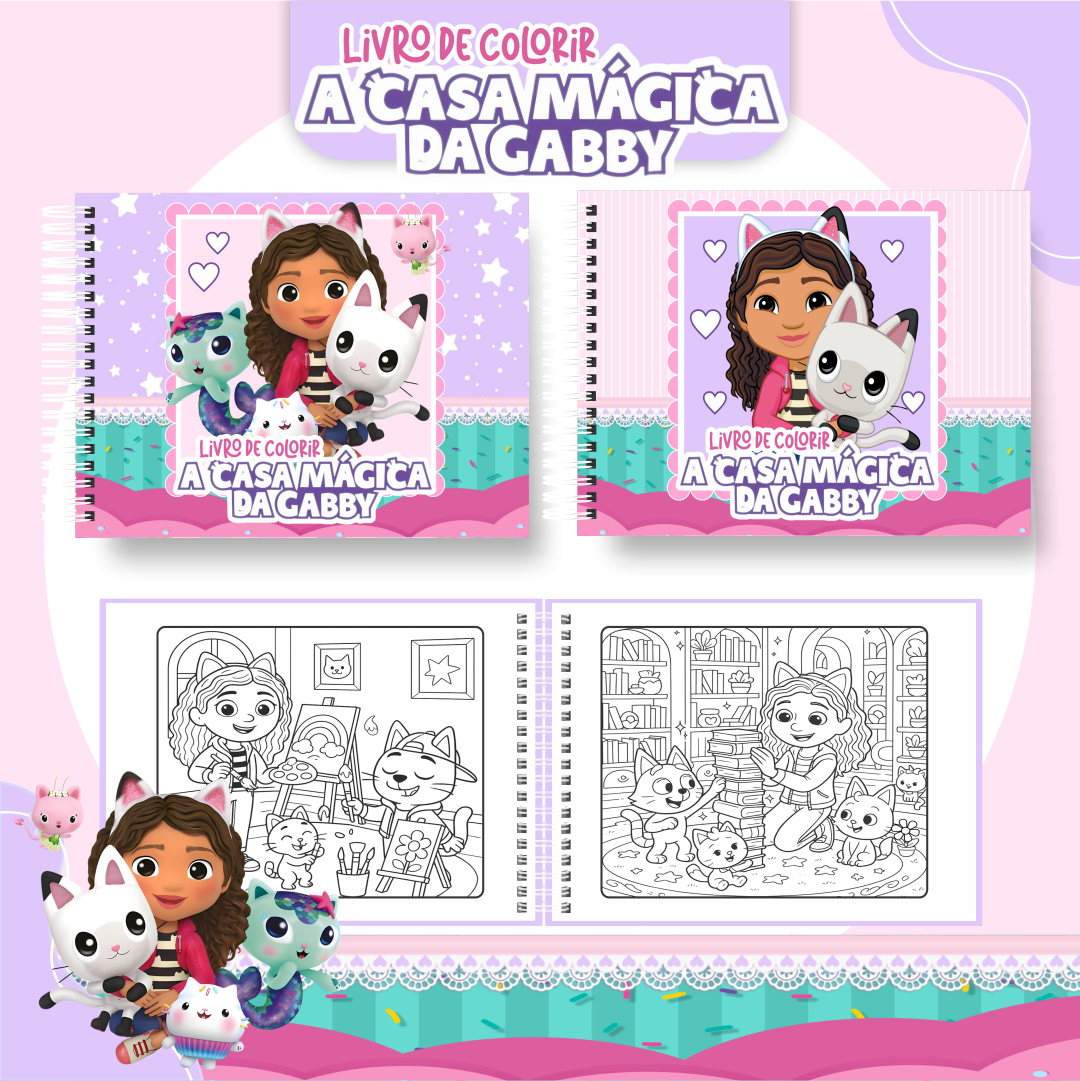 Kit Livrinho de Colorir A Casa Mágica da Gaby Personalizado com Nome (Lembrancinha de Luxo)