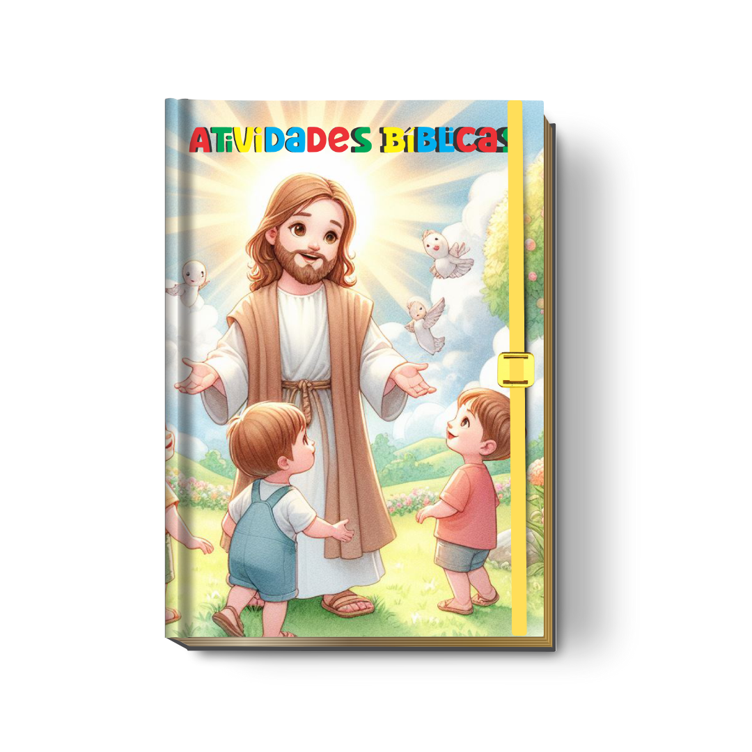 Livro de Atividades Bíblicas Infantil Personalizado (Capa Dura - Vários Temas)